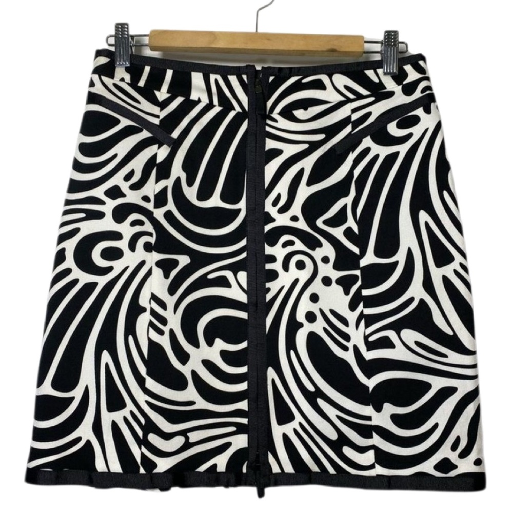 Etcetera Black and White Printed Zip Front Skirt Size 4